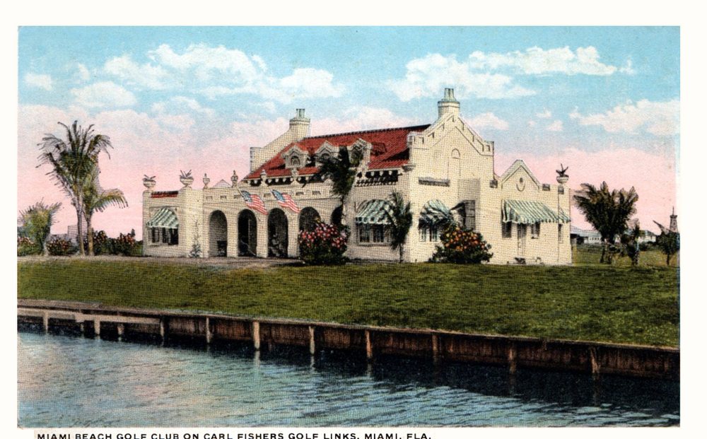 Postal antigua de la casa club del Miami Beach Golf Club